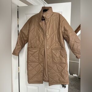 Lovers + Friends Quilted Brown Puffer Coat